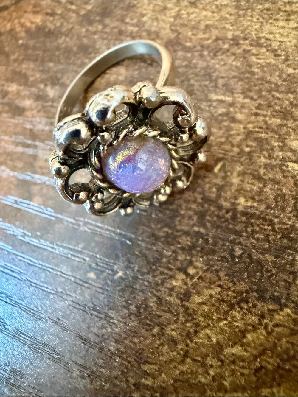 Vintage Sarah Coventry Contessa Brooch Ring Set Faux Opal Rhinestone 1975